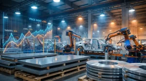 Automotive assembly line with tariff price graphs