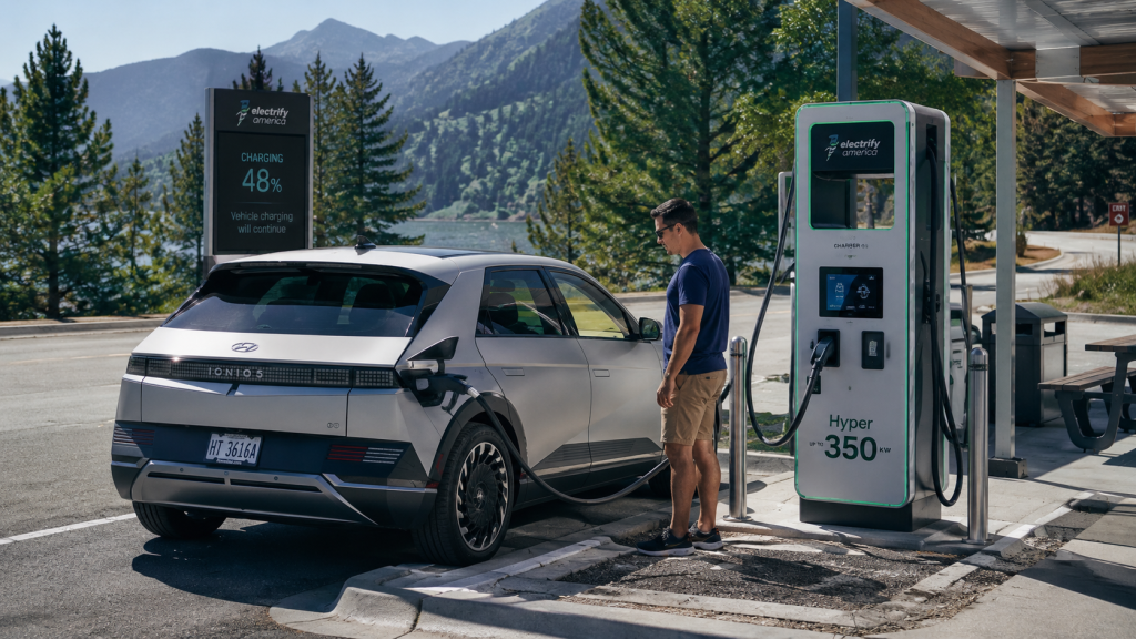 Affordable EV charging at public stations during a road trip